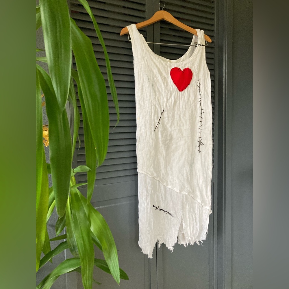 White voodoo doll Dress with Red Heart Design